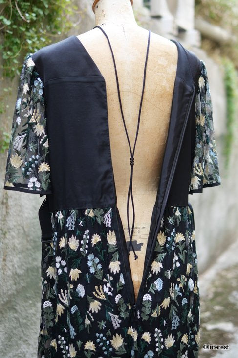 LOKITHO / 花刺繍チュールレース・ヨークドレス(イエロー